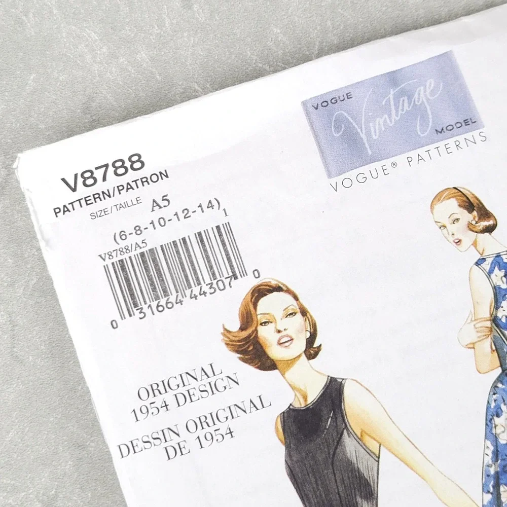 Vogue Vintage Sewing Pattern V8788 1954 Retro Wrap Dress Fit Flare Pinup Sz 6-14